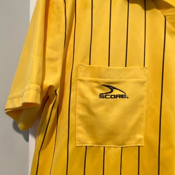 Score Size Adult Medium Yellow Black Stripe Short Sleeve Soccer Referee Jersey - Picture 5 of 11
